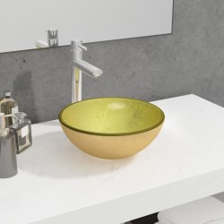 Lavabo Verre trempé 30x12 cm Doré 