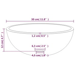 Lavabo Verre trempé 30x12 cm Doré 