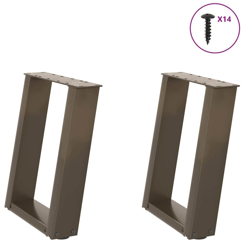 Pieds de table basse en U 2 pièces Acier naturel 38 x (42-43) cm Acier 