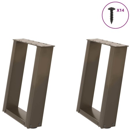 Pieds de table basse en U 2 pièces Acier naturel 38 x (42-43) cm Acier 