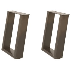 Pieds de table basse en U 2 pièces Acier naturel 38 x (42-43) cm Acier 