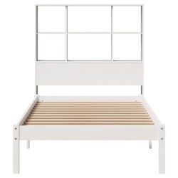 Lit bibliothèque sans matelas blanc 90x190cm bois de pin massif 