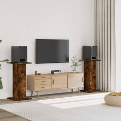 Supports de haut-parleurs 2 pcs chêne fumé bois d'ingénierie 