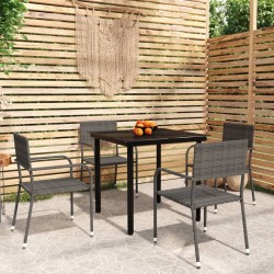 Ensemble à manger de jardin 5 pcs Gris 