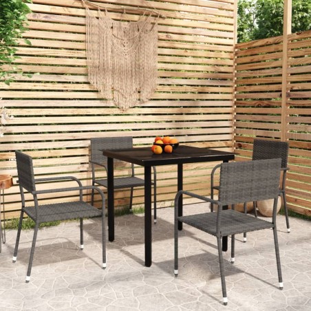 Ensemble à manger de jardin 5 pcs Gris 