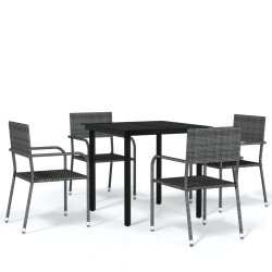 Ensemble à manger de jardin 5 pcs Gris 