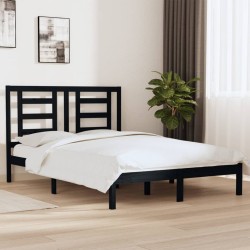 Cadre de lit sans matelas noir 135x190 cm bois de pin massif 