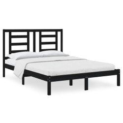 Cadre de lit sans matelas noir 135x190 cm bois de pin massif 