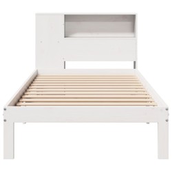 Lit bibliothèque sans matelas blanc 75x190cm bois de pin massif 