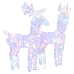 Rennes de Noël 2 pcs 80 LED Multicolore Acrylique 