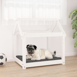 Lit pour chien Blanc 71x55x70 cm Bois de pin solide 