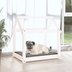 Lit pour chien Blanc 71x55x70 cm Bois de pin solide 