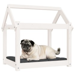 Lit pour chien Blanc 71x55x70 cm Bois de pin solide 