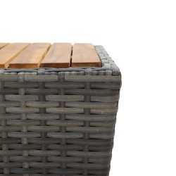 Table à thé gris 41,5x41,5x43cm résine tressée et bois d'acacia 