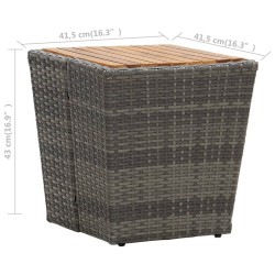 Table à thé gris 41,5x41,5x43cm résine tressée et bois d'acacia 