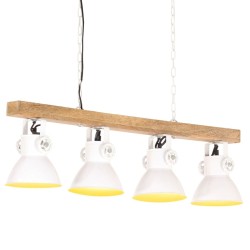 Plafonnier industriel Blanc E27 Bois de manguier 