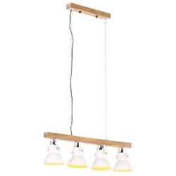 Plafonnier industriel Blanc E27 Bois de manguier 