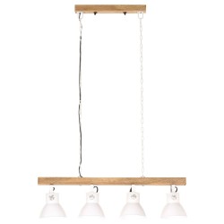 Plafonnier industriel Blanc E27 Bois de manguier 