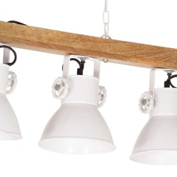 Plafonnier industriel Blanc E27 Bois de manguier 