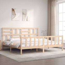 Cadre de lit sans matelas bois massif de pin 
