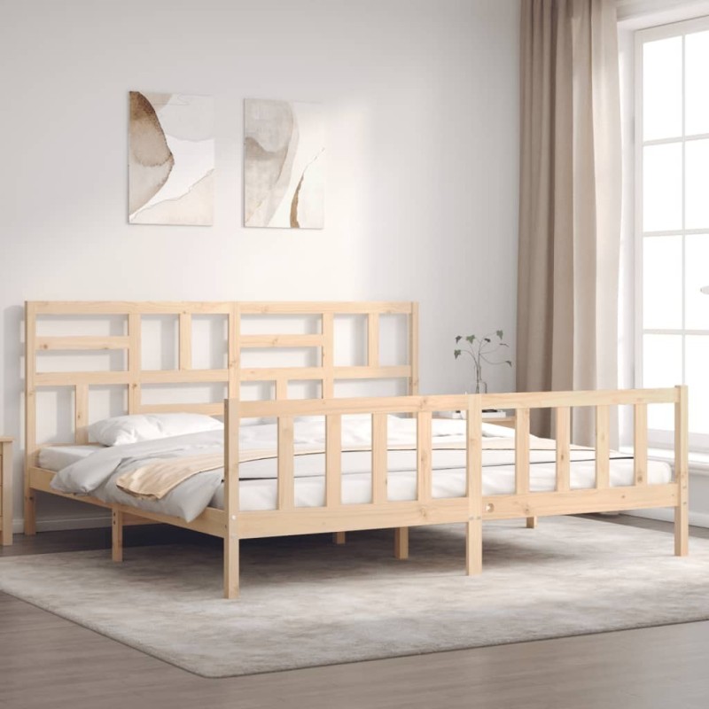 Cadre de lit sans matelas bois massif de pin 
