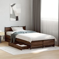 Cadre de lit avec tiroirs sans matelas chêne marron 100x200 cm 