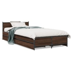 Cadre de lit avec tiroirs sans matelas chêne marron 100x200 cm 