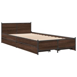 Cadre de lit avec tiroirs sans matelas chêne marron 100x200 cm 