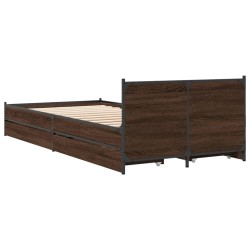 Cadre de lit avec tiroirs sans matelas chêne marron 100x200 cm 