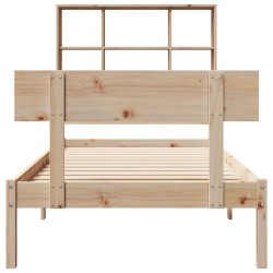 Lit bibliothèque sans matelas 90x200 cm bois de pin massif 