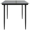 Table à dîner de jardin Noir 160x80x74 cm Acier et verre trempé 