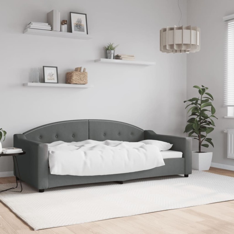 Lit de repos sans matelas gris foncé 90x190 cm tissu 