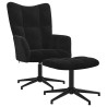 Chaise de relaxation avec tabouret Noir Velours 