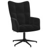 Chaise de relaxation avec tabouret Noir Velours 