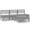 Salon de jardin 4 pcs Gris Bois de pin massif 