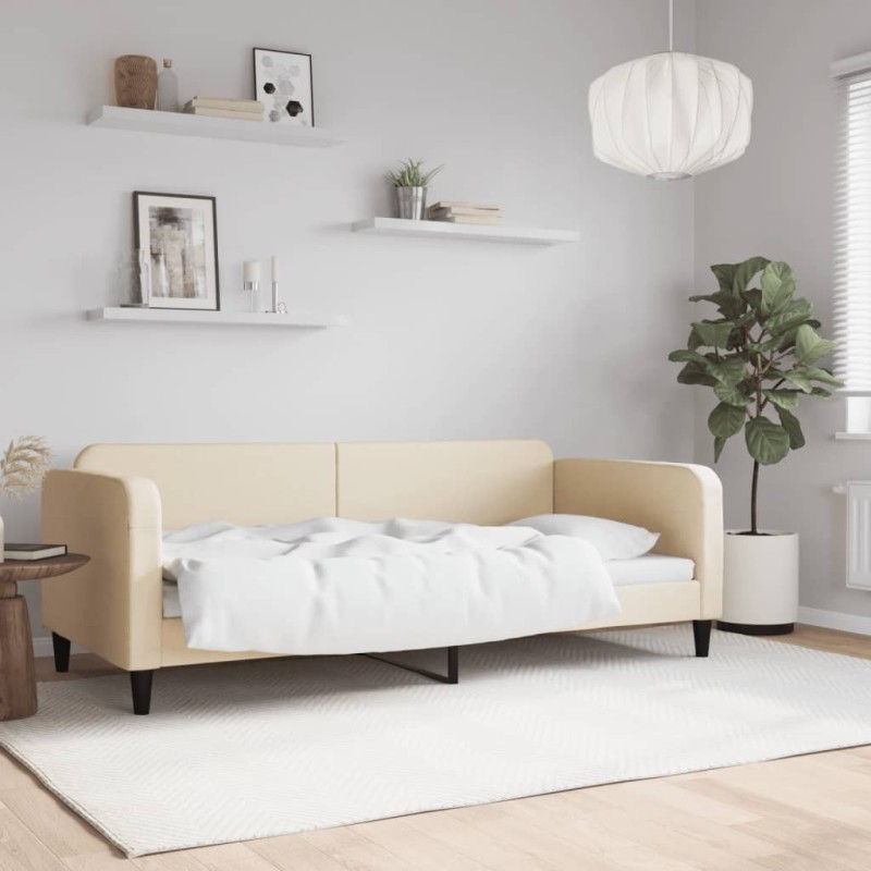 Lit de repos sans matelas crème 90x200 cm tissu 