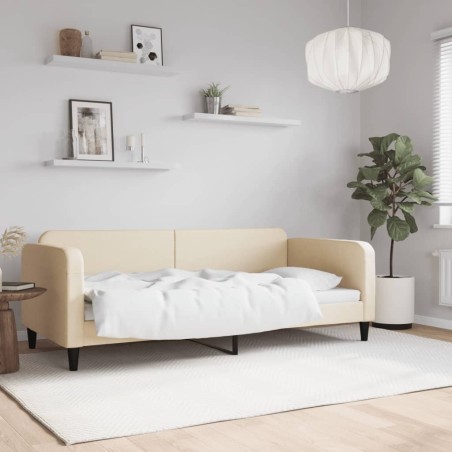Lit de repos sans matelas crème 90x200 cm tissu 