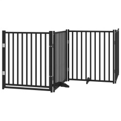 Barrière pour chien porte pliable 6 panneaux noir bois peuplier 