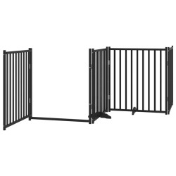 Barrière pour chien porte pliable 6 panneaux noir bois peuplier 