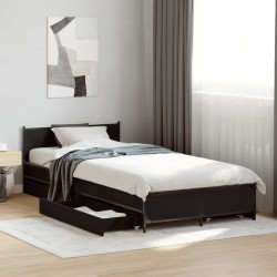 Cadre de lit avec tiroirs sans matelas noir 100x200 cm 