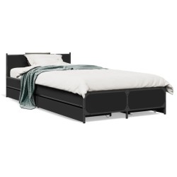 Cadre de lit avec tiroirs sans matelas noir 100x200 cm 