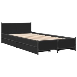 Cadre de lit avec tiroirs sans matelas noir 100x200 cm 