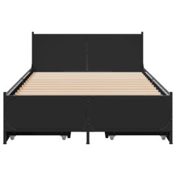 Cadre de lit avec tiroirs sans matelas noir 100x200 cm 