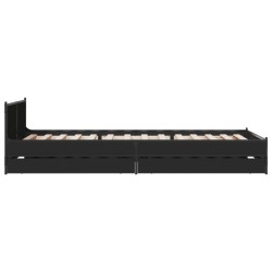 Cadre de lit avec tiroirs sans matelas noir 100x200 cm 