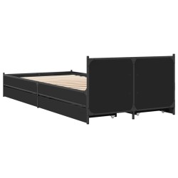 Cadre de lit avec tiroirs sans matelas noir 100x200 cm 