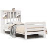 Lit bibliothèque sans matelas blanc 75x190cm bois de pin massif 