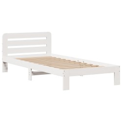 Lit bibliothèque sans matelas blanc 75x190cm bois de pin massif 