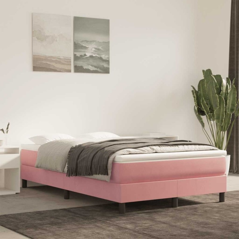 Matelas de lit à ressorts ensachés rose 120x220x20 cm velours 