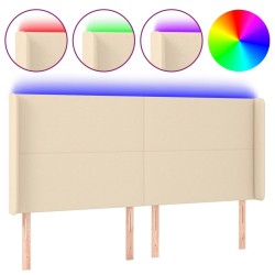 Tête de lit à LED Crème 163x16x118/128 cm Tissu 