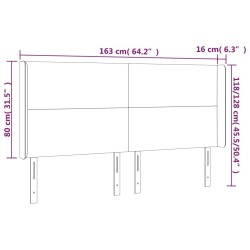Tête de lit à LED Crème 163x16x118/128 cm Tissu 